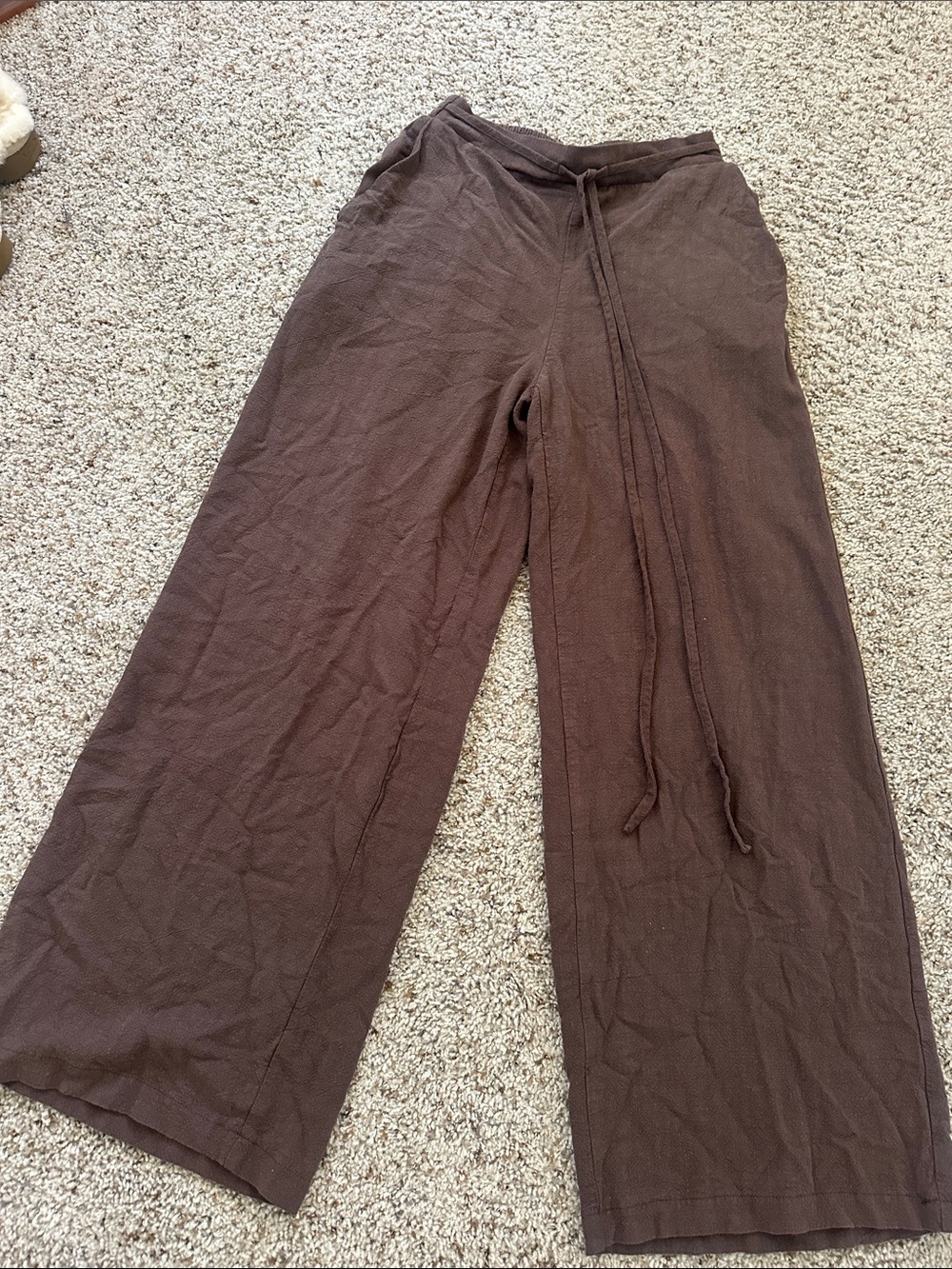 SHEIN Brown Wide Leg Drawstring Trousers